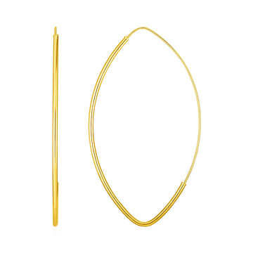 14k Yellow Gold Polished Long Marquise Motif Earring